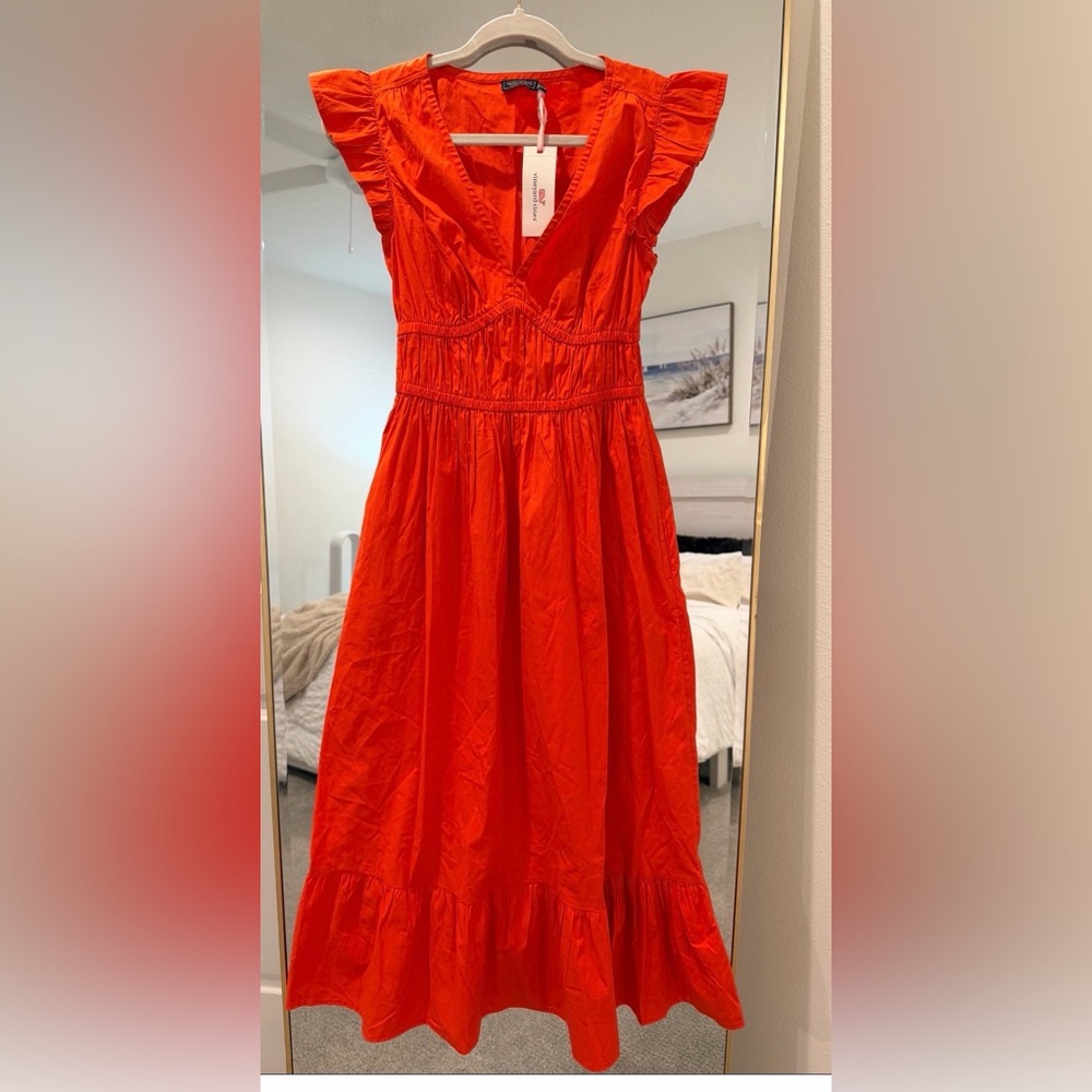 Vineyard Vines orange midi dress Size XXS